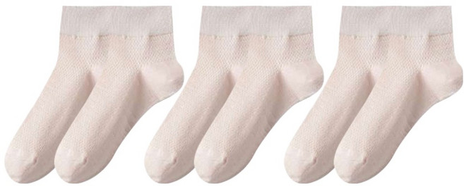 더시럽 여성용 여름 메쉬 얇은 면 반목 양말 3켤레