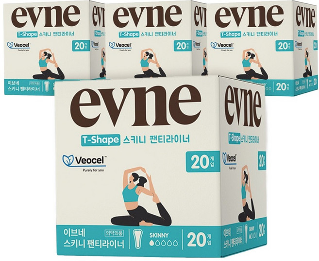 이브네 프리미엄 비오 스키니 팬티라이너, 4개, 20개입, 일반