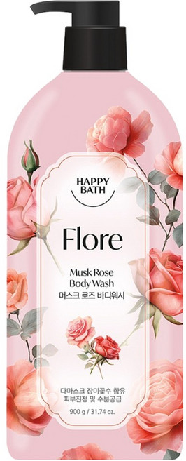 해피바스 플로레 바디워시 머스크 로즈, 900g, 1개