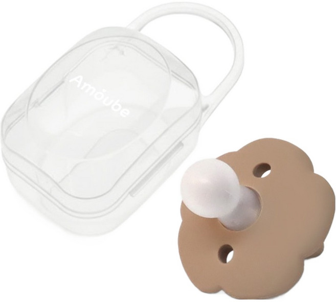 Amove 矽膠奶嘴 收納盒, 第1階段(0~6個月), 暖灰褐色, 1個