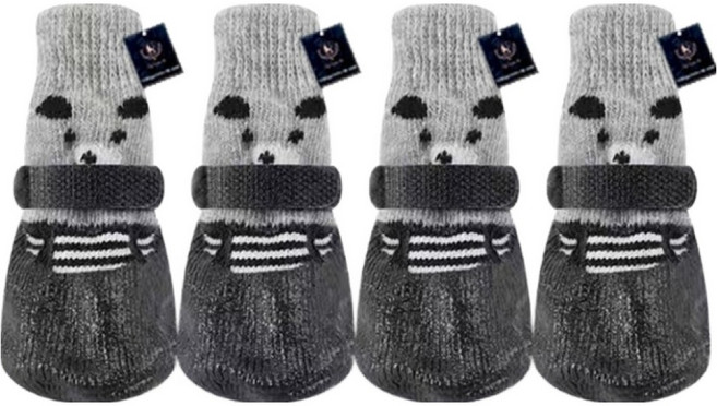 딩동펫 반려동물 포근 곰돌이 방수 신발, 블랙, 4개