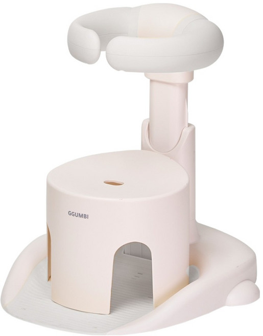 꿈비 유아용 퀵폴딩 샤워가드 + 의자 세트, 크림, 1개