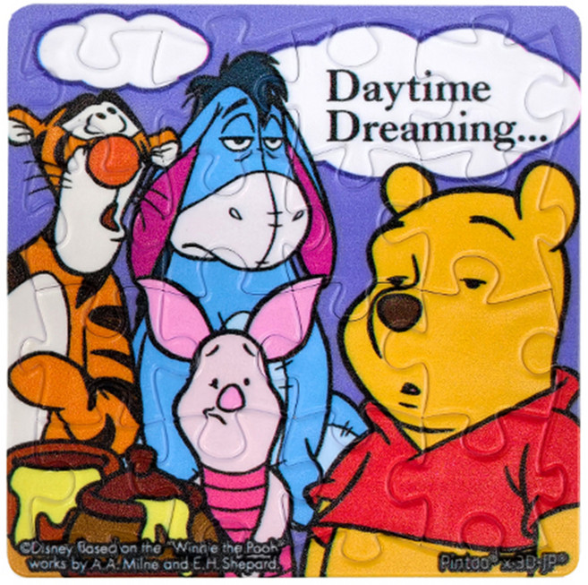 HUNDRED PICTURES 百耘圖 表情系列 拼圖磁鐵 HPD0116046 直徑55mm 方 Winnie The Pooh 小熊維尼 眼神死, 1個, 16片