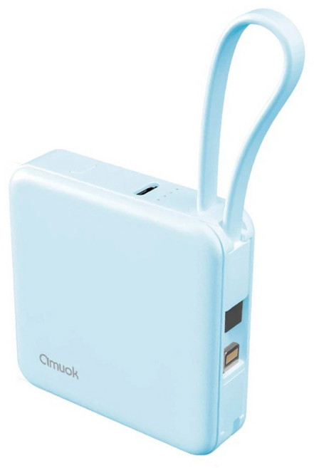 amuok 艾默克 Cube迷你雙線行動電源 Type-C + Lightning, 藍色, D927