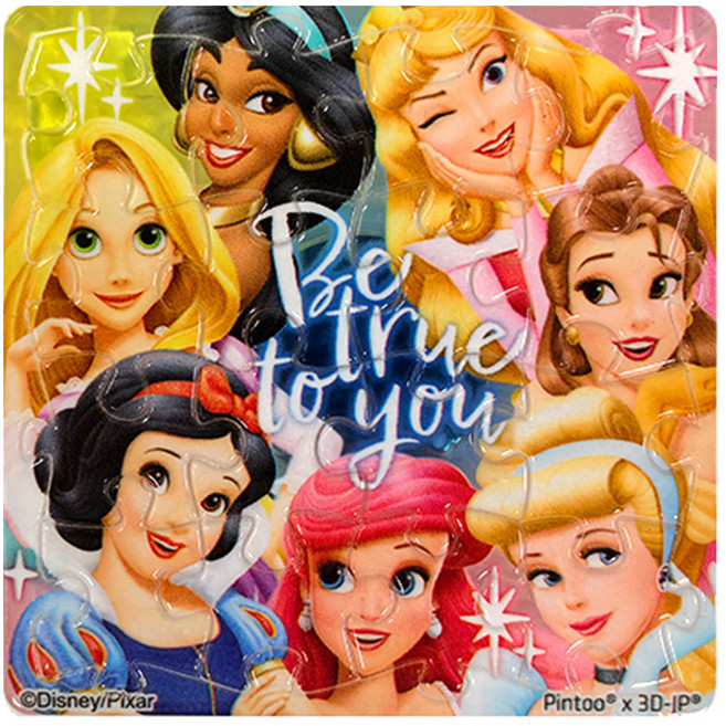 HUNDRED PICTURES 百耘圖 大臉系列 拼圖磁鐵 HPD0116051 直徑55mm 方 Disney Princess 公主 做自己, 1個, 16片