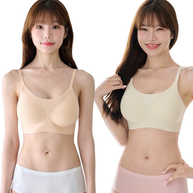 이너리즘 패드 일체형 노와이어 심리스 끈브라 2p