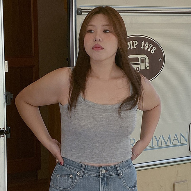 이블렛 여성용 숏/스탠다드 기장 로니헬 레이온 스판 끈 나시