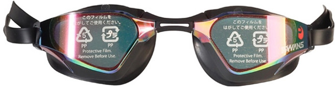 SWANS Valkyrie SR-72M 高級防霧曲面鏡片泳鏡, 煙燻色 + 紅寶石色(鏡片), 黑色(頭帶 / 眼罩墊), 1個