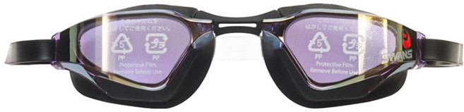 SWANS Valkyrie SR-72M 高級防霧曲面鏡片泳鏡, 紫色 + 棕色(鏡片), 黑色(頭帶 / 眼罩墊), 1個