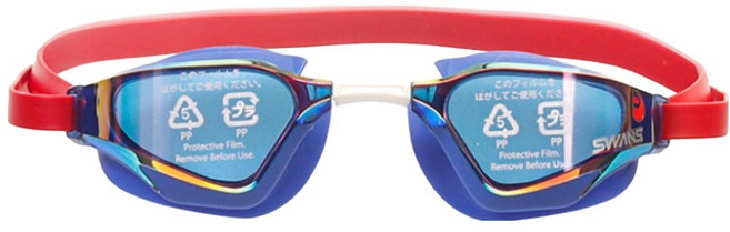 SWANS Valkyrie SR-72M 高級防霧曲面鏡片泳鏡, 海軍藍 + 暗影色(鏡片), 紅色(頭帶), 海軍藍(眼罩墊), 1個