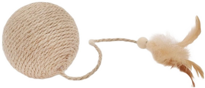 파스텔펫 고양이 깃털 로프볼 장난감 FREE, 베이지, 1개