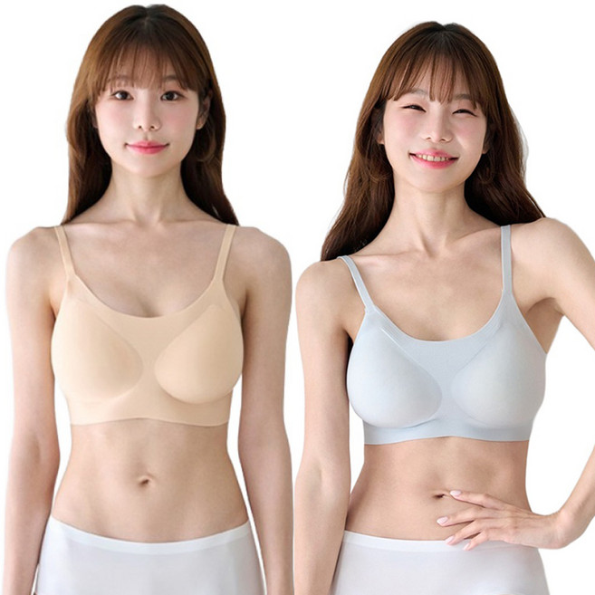 이너리즘 패드 일체형 노와이어 심리스 끈브라 2p