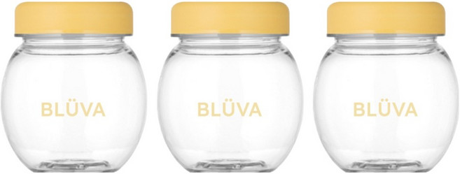 블루바 눈금표시 트라이탄 파스텔캡 다용도 단지 미니 보틀, 옐로우, 3개, 250ml