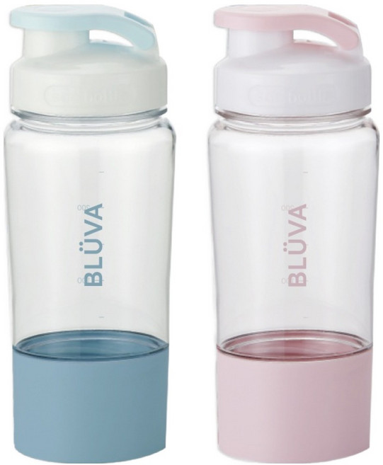 블루바 눈금표시 트라이탄 투웨이 원터치 컵보틀 300ml x 2종 세트, 블루, 핑크, 1세트