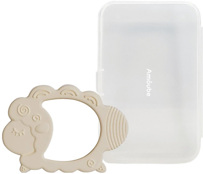 아무브 실리콘 양 치발기 케이스, 화이트, 1개, 치발기 + 케이스