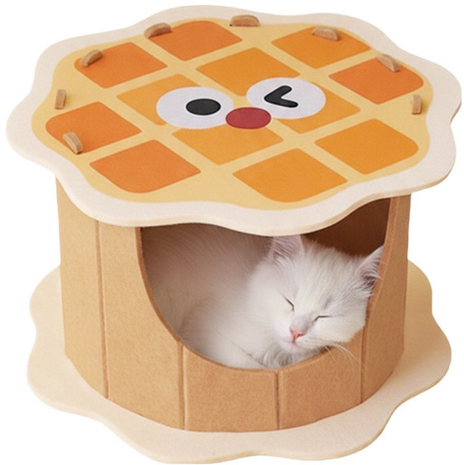 doongdoongpet 貓咪鬆餅格紋毛氈屋, 混合色, 1個