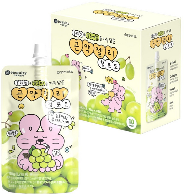 맥널티 콜라겐 & 알로에겔을 가득담은 곤약젤리 청포도 10p, 1.3kg, 1개