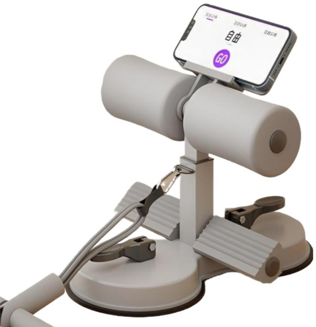 수앤스타일 가정용 고정다리 운동 윗몸일으키기 보조기구 휴대폰 거치대가 있는, 회색, 1개