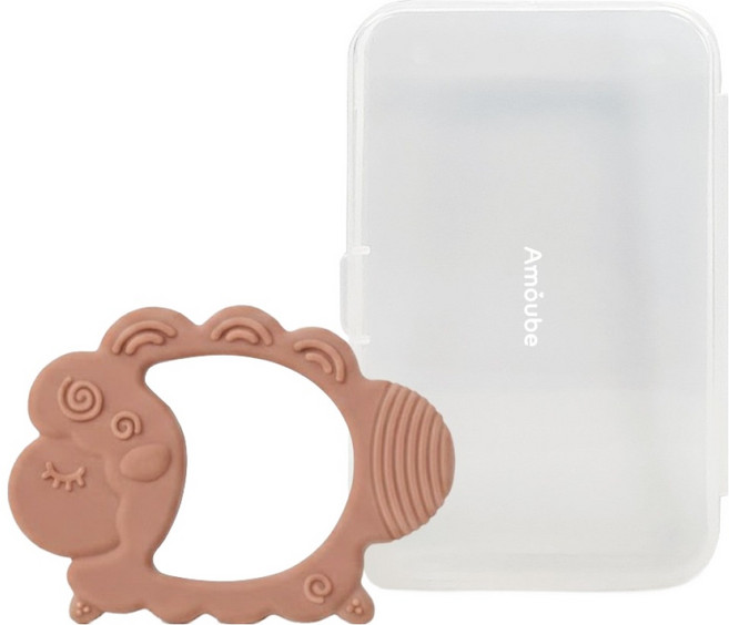 아무브 실리콘 양 치발기 케이스, 뮤티드, 1개, 치발기 + 케이스
