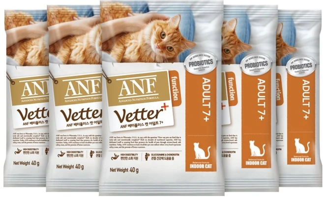 ANF 베터플러스 캣 에이징 7+ 샘플사료, 어덜트, 40g, 5개 - 쿠팡