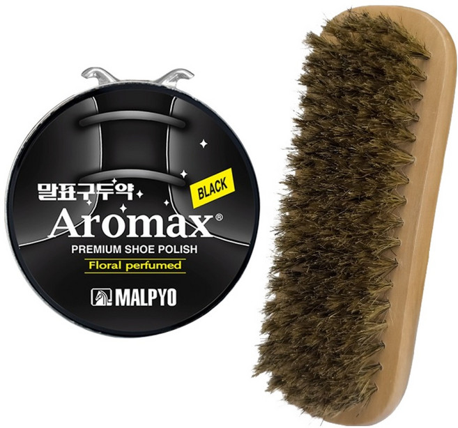 꼬비 말표 고체 캔구두약 40g + 돈모 구두솔 70g 세트