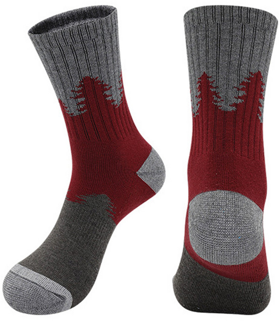오버코드 도톰한 울 사이클링 등산 스포츠 양말 BRP3246, 레드그레이, 1개