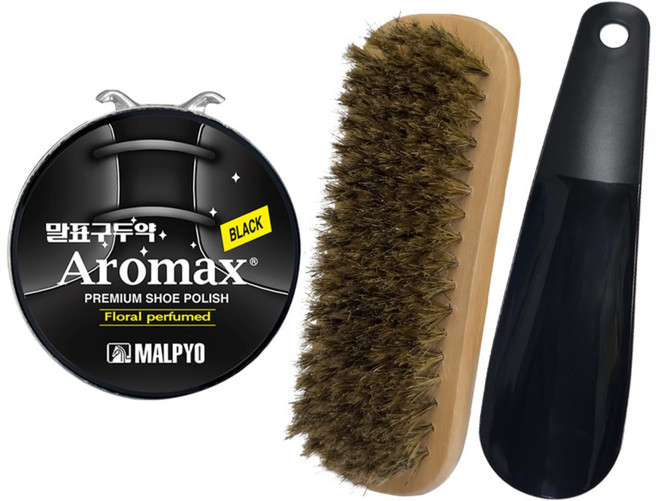 꼬비 말표 캔구두약 40g + 돈모 구두솔 70g + 구두주걱 8g 세트