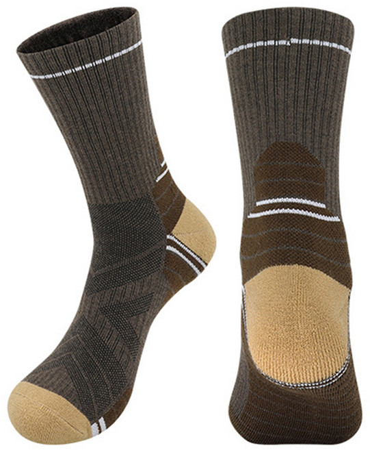 Overcode 厚款羊毛自行車登山運動襪 BRP3246, 棕米色, 1個