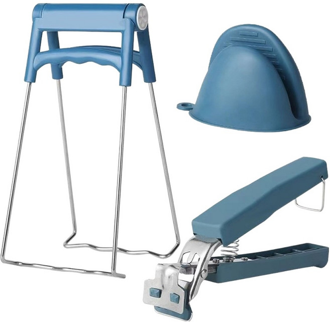 아워웍스 주방 냄비 집게 3종 세트, 블루, 1세트