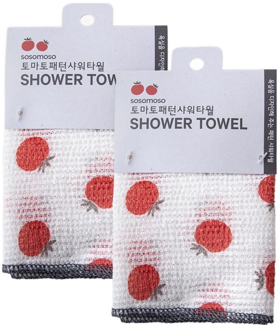 소소모소 토마토패턴 샤워타월, 토마토, 1개입, 2개