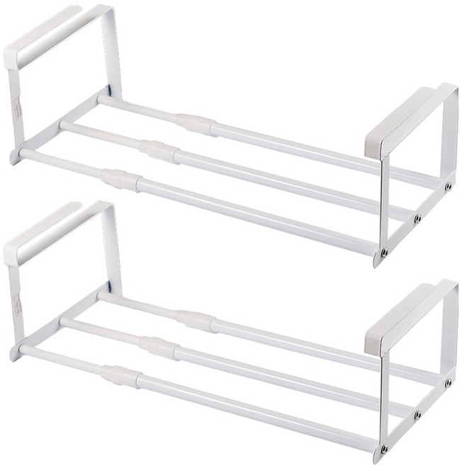 아케이바이 고급형 길이조절 선반 걸이, 화이트, 2개