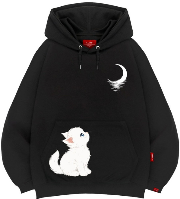 L.LAMO 男女通用月光貓咪連帽衫
