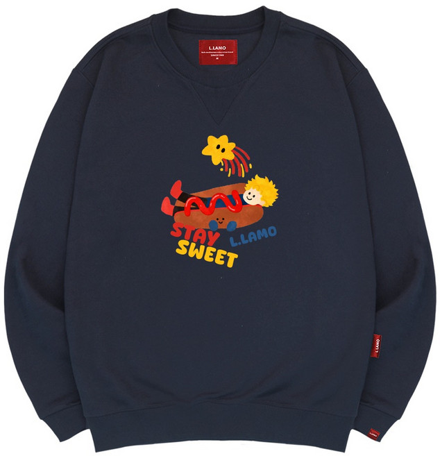 엘라모 남녀공용 핫도그왕자 맨투맨