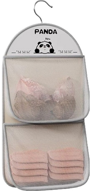 뉴토피아 양말 속옷 메쉬걸이 팬더 디자인 2단 수납함, 혼합색상