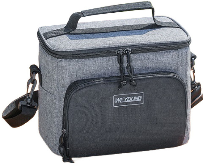 GUNU 보온 보냉 직장인 방수 3중 도시락 가방, 블랙, 1개