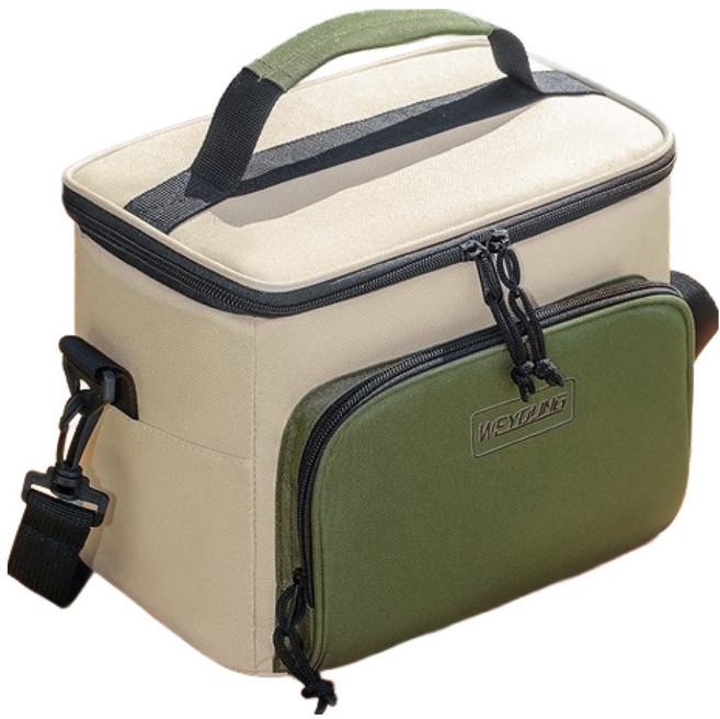 GUNU 보온 보냉 직장인 방수 3중 도시락 가방, 카키, 1개