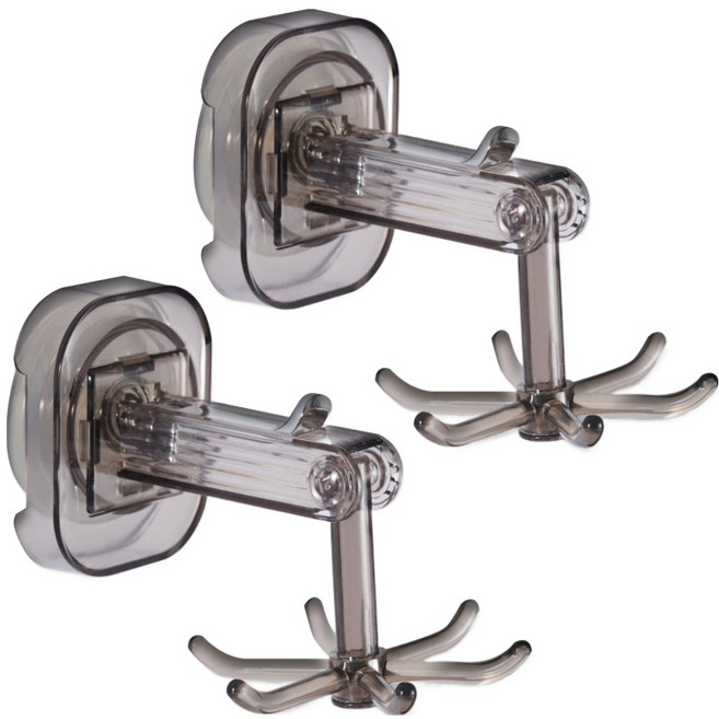 아케이바이 다용도 고급형 무타공 회전걸이, 투명블랙, 2개