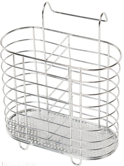 쿠쏘 주방 식기류 수납 물빠짐 다용도 수저통, 실버, 1개