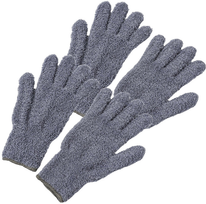 KOVIRA 두툼한 화초 청소 먼지 제거 장갑 양손착용 세트 23 x 12 cm, 그레이, 2세트