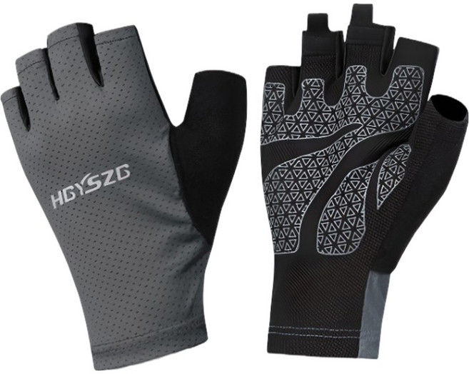 루미오 트레킹 등산 스포츠 쿨 메쉬 반장갑 양손착용 세트, 듀얼그레이, 1세트