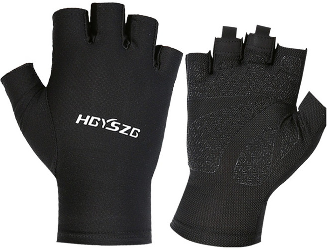 루미오 트레킹 등산 스포츠 쿨 메쉬 반장갑 양손착용 세트, 리얼블랙, 1세트