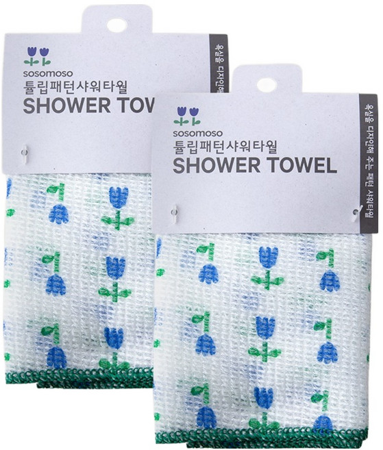 소소모소 튤립패턴 샤워타월, 튤립, 1개입, 2개