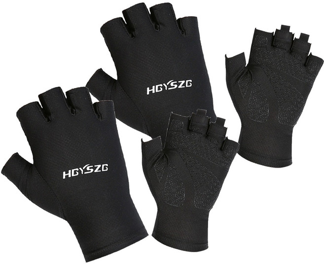 루미오 트레킹 등산 스포츠 쿨 메쉬 반장갑 양손착용 세트, 리얼블랙, 2세트