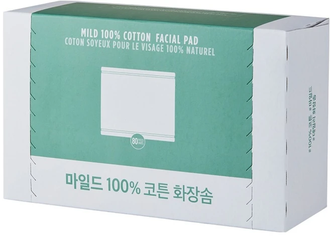 더페이스샵 데일리 마일드 100% 코튼 화장솜, 80매입, 1개 - 쿠팡