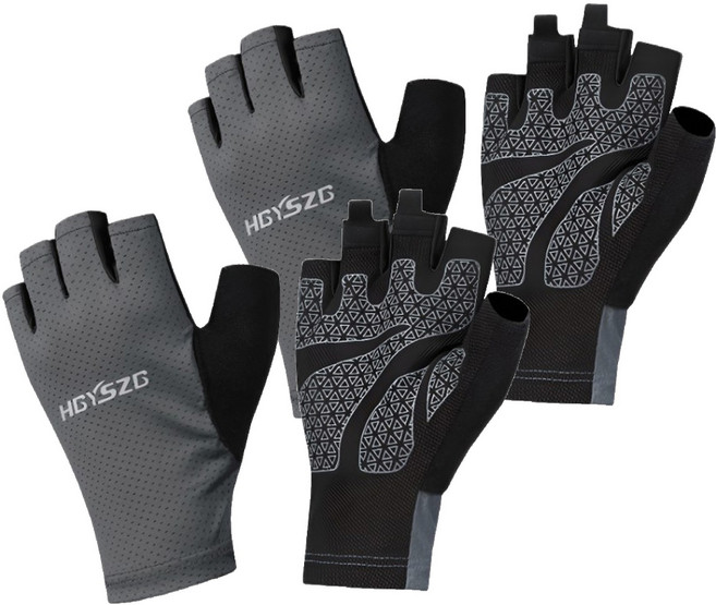 루미오 트레킹 등산 스포츠 쿨 메쉬 반장갑 양손착용 세트, 듀얼그레이, 2세트