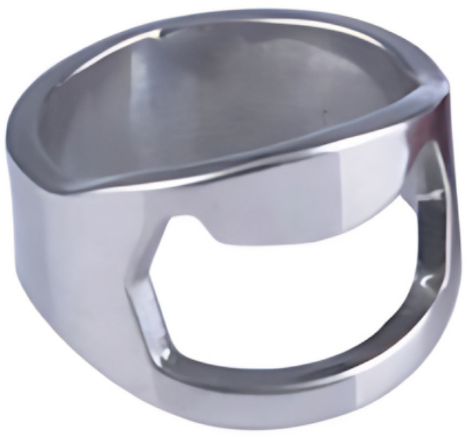 비레보 맥주병 스테인레스 손가락 링 오프너 22mm, 은색, 1개