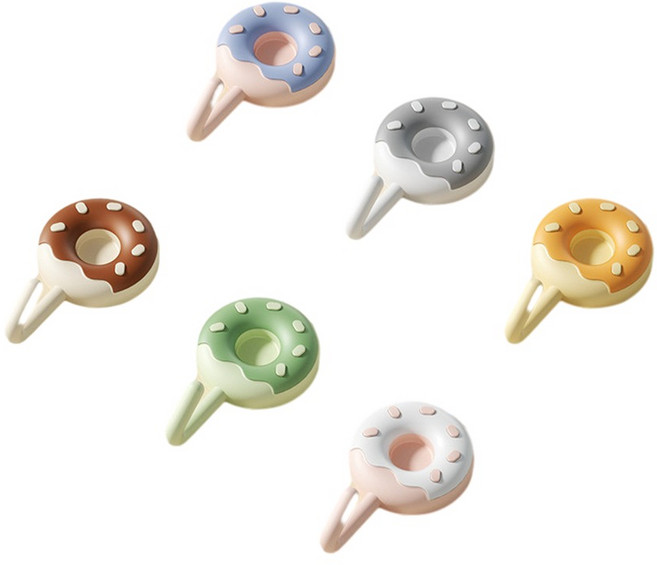 라보비아 무타공 접착식 도넛 디자인 주방수건걸이 6종 세트, 혼합색상, 1세트