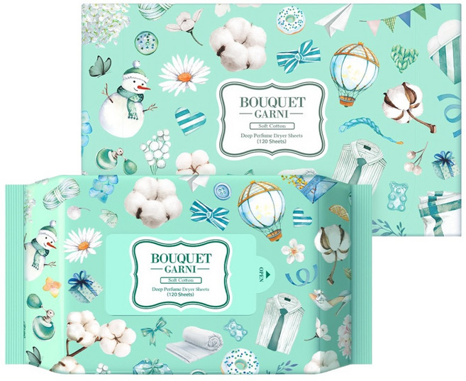 부케가르니 딥 퍼퓸 드라이시트 섬유유연제 소프트코튼 본품, 1개, 120개입