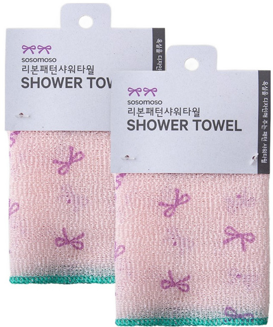 소소모소 리본패턴 샤워타월, 리본, 1개입, 2개