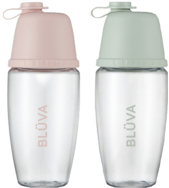 블루바 눈금표시 트라이탄 쉐이커 와이드캡 350ml, 파우더 핑크 + 세이지 그린, 1세트
